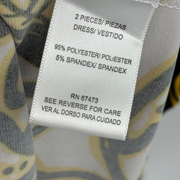 Julian Taylor Floral Sleeveless pattern Dress Yellow Black Womens Size 10  knit - Picture 11 of 12